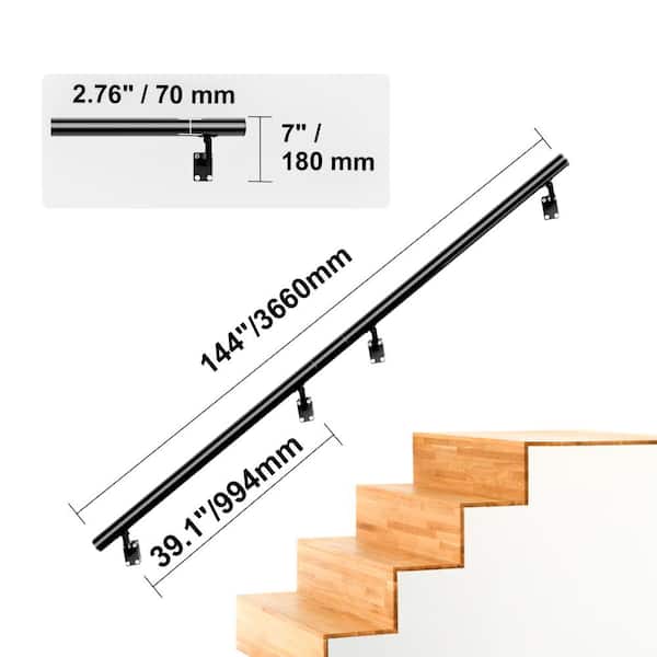 VEVOR Stairs service 12-ft x 7-in Aluminum Alloy Aluminum Deck Stair Rail Kit