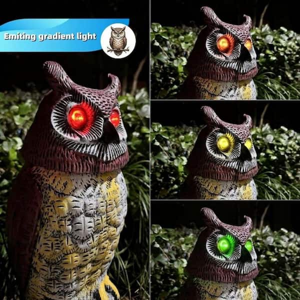 Hand-Painted PE Solar Powered Owl Statue Decoys with Motion Sensor