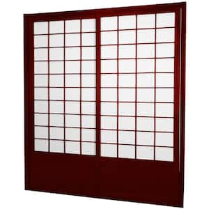 7 ft. Rosewood Shoji 2-Panel Sliding Door
