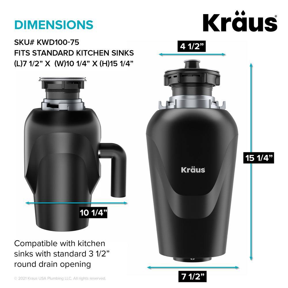 Kraus 33" Black Granite Double Bowl Kitchen Sink with Garbage Disposal