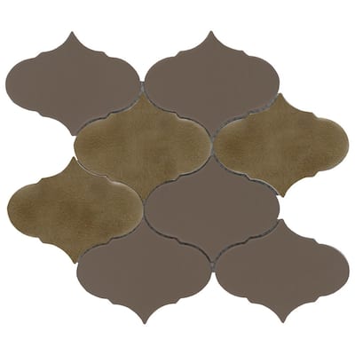 Retro II Bronze 8.66 in. x 10.24 in. Arabesque Matte Cement Mosaic Tile ( 0.629 sq. ft./Each)