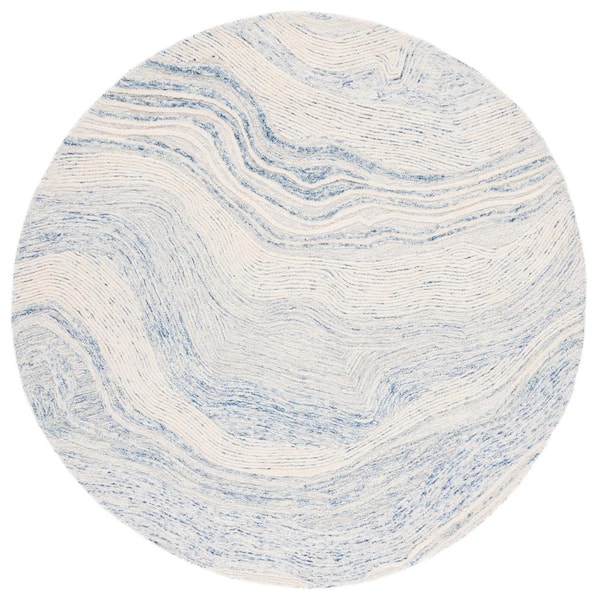 SAFAVIEH Fifth Avenue Blue/Ivory 8 ft. x 8 ft. Gradient Abstract Round Area Rug