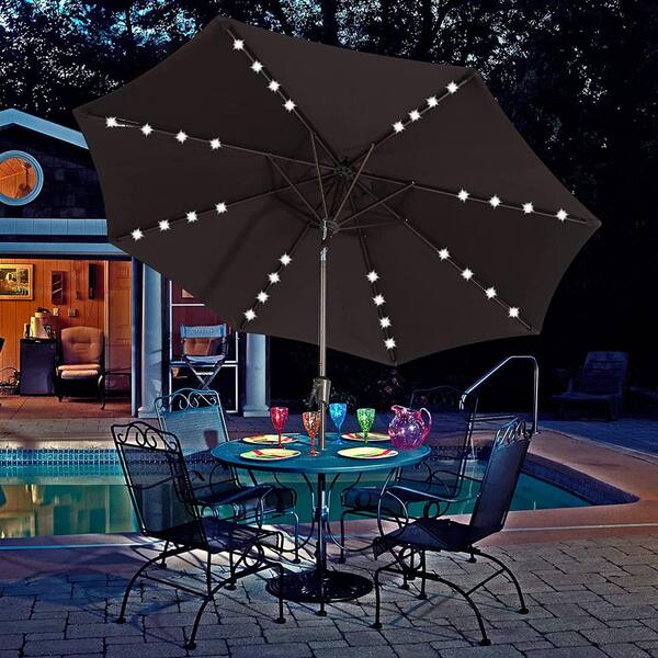 Our New Deck Umbrella With Solar Powered Lights R/Costco