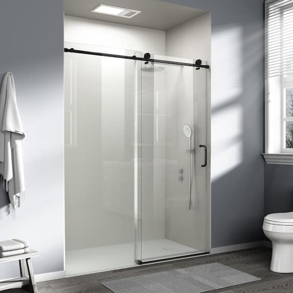 60 in. W x 76 in. H Single Sliding Shower Door Frameless Bypass Bathroom Sliding Door with 1/4 in. (6mm) Tempered Glass