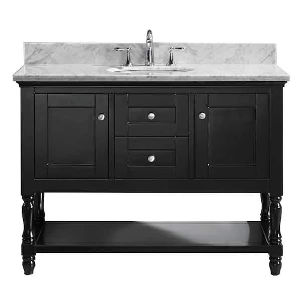 Virtu USA Julianna 48 in. W Bath Vanity in Espresso with Marble Vanity Top in White with Round Basin