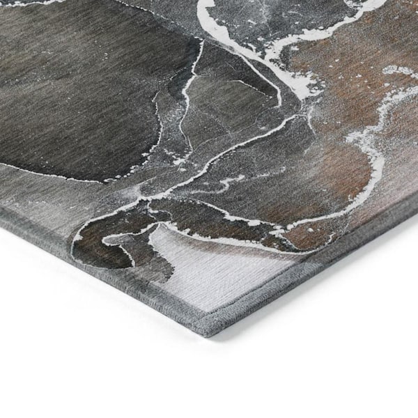 Orange 2 ft. x 7 ft. Abstract Indoor / Outdoor Area Rug