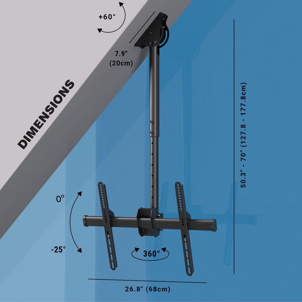 Premium Tilt and Swivel Ceiling TV Mount for 37 in.-90 in. Screens Holds up to 88 lbs. - Thumbnail 3