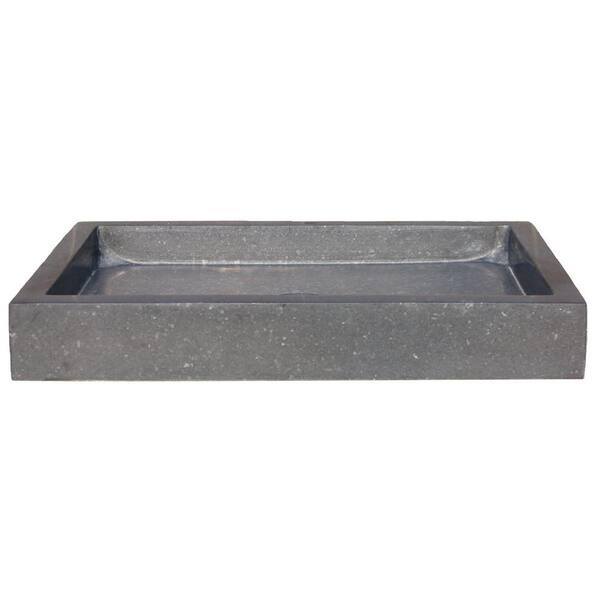 Eden Bath Rectangular Vessel Sink in Honed Black Basalt