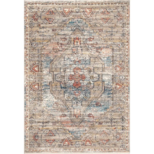 nuLOOM Marley Cardinal Cartouche 3 ft. x 5 ft. Beige Traditional Area Rug