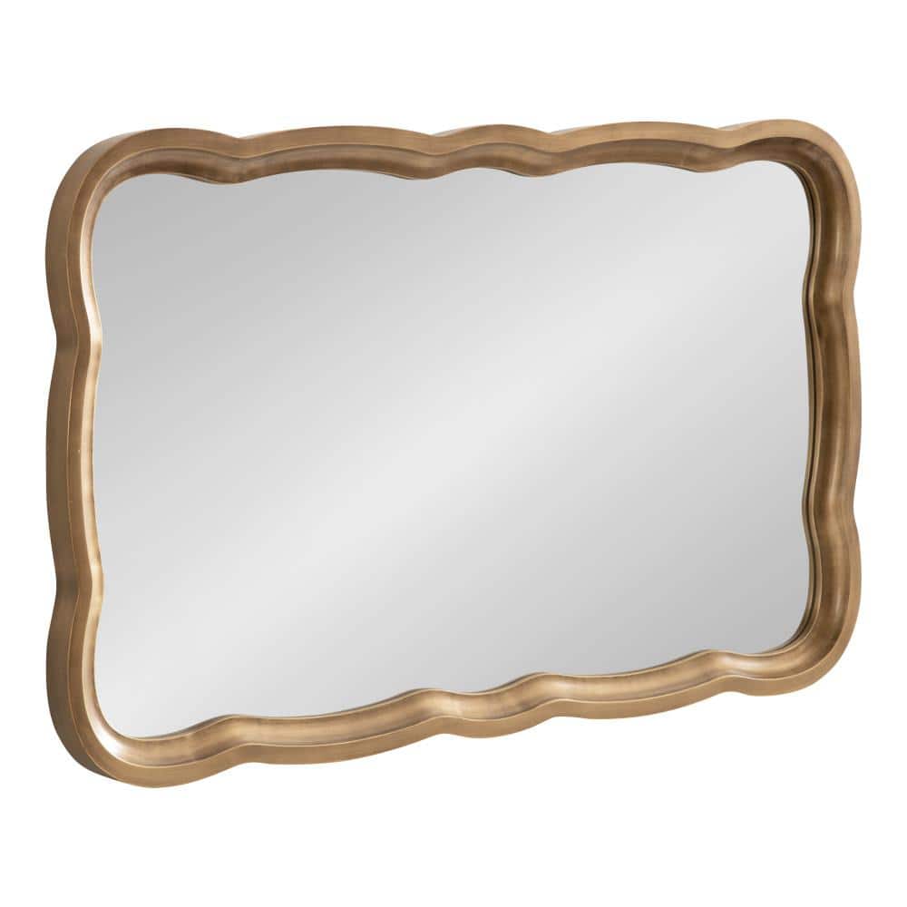Gold Scalloped Rectangular Wood Wall Mirror, 24x38