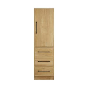 Victoria 19.7 in. W x 19.5 in. D x 71 in. H Brown Plywood Freestanding Linen Cabinet in Oak