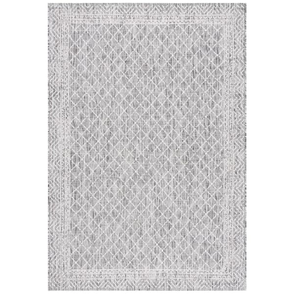Courtyard Light Gray/Dark Gray 4 ft. x 6 ft. Border Trellis Indoor/Outdoor Area Rug