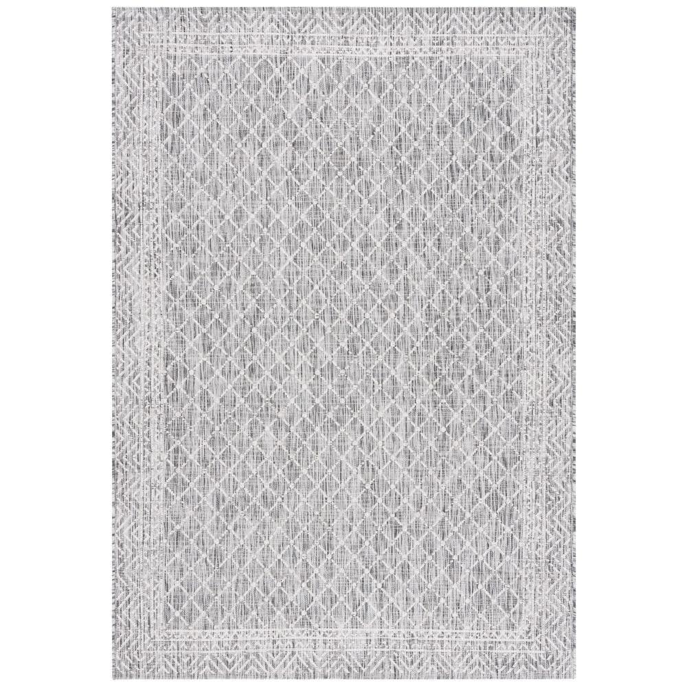 Frazier Geometric Gray Wool and Cotton Area Rug, 8' x 10'