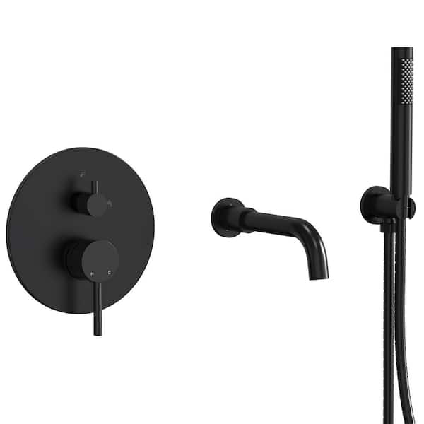 EVERSTEIN Single Handle 2-Spray Tub and Shower Faucet 2.5 GPM in. Matte Black Valve Included