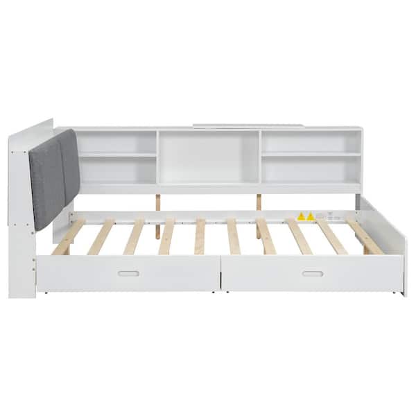 Harper & Bright Designs White Wood Frame Full Platform Bed