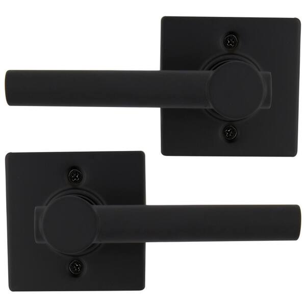 Defiant Highland Matte Black Dummy Door Lever with Square Rose (2-Pack)