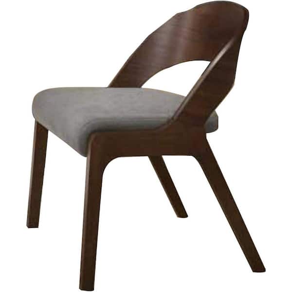 HOME IMPORTS EMPORIUM Walnut Brown/Gray Fabric Upholstered Wood Frame Dining Chair, Set of 2, Sturdy Dining Chair for Dining Rooms