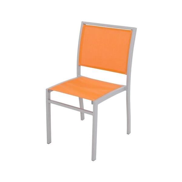 POLYWOOD Bayline Textured Silver/Citrus Sling Patio Dining Side Chair