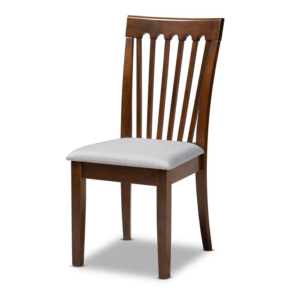 Gray Low Slat Back Wood and Cane Parsons Side Chair