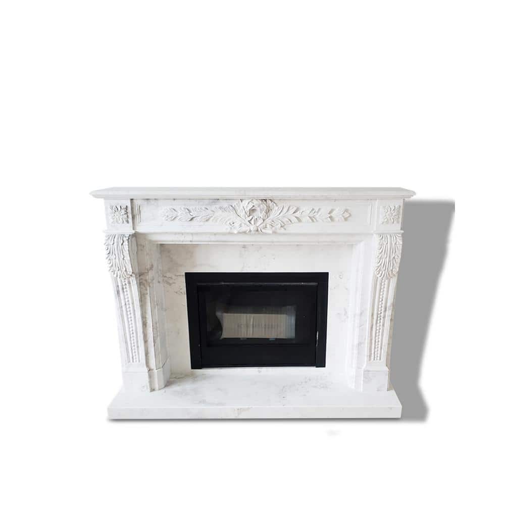 Dynasty Fountainbleus 72 in. x 54 in. Full Surround Mantel in Natural Volakas White Marble with Honed Finishing price history on PriceWatchPro