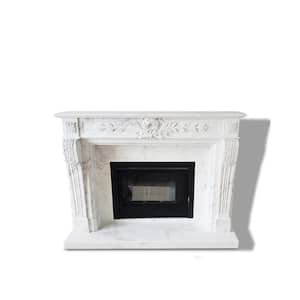 Dynasty Fountainbleus 72 in. x 54 in. Full Surround Mantel in Natural Volakas White Marble with Honed Finishing