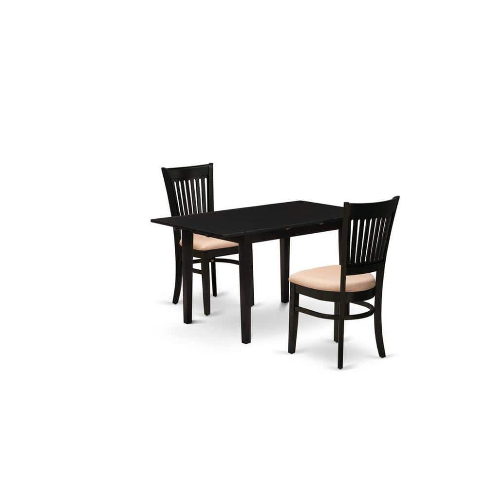 Nova Black Rectangular Dining Set with Linen Fabric Chairs
