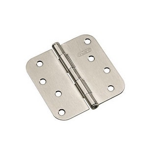 4 in. x 4 in. Brushed Nickel Full Mortise Butt Hinge with Removable Pin (2-Pack)