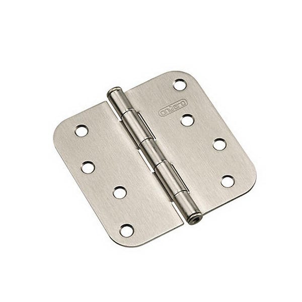 Onward 4 in. x 4 in. Brushed Nickel Full Mortise Butt Hinge with Removable Pin (2-Pack)
