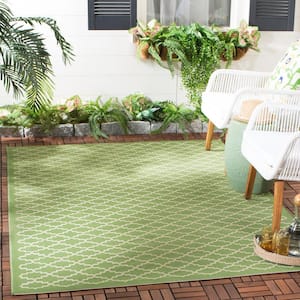 Courtyard Green/Beige Doormat 3 ft. x 5 ft. Geometric Indoor/Outdoor Patio Area Rug