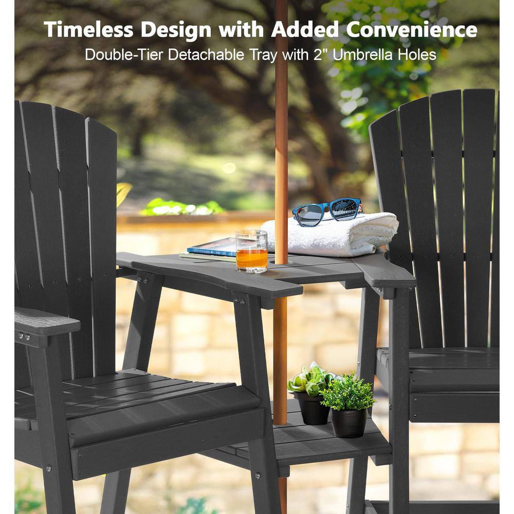 Dark Gray Tall Adirondack Bar Chairs with Removable Trays