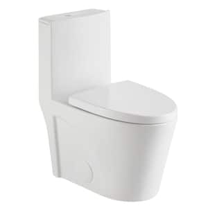 Ultraluxe 12 in. Rough-In one-piece 1/1.6 GPF Dual Flush Elongated Toilet in White Matte Seat Included