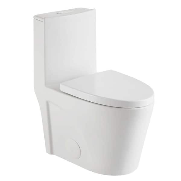 FINE FIXTURES Ultraluxe 12 in. Rough-In one-piece 1/1.6 GPF Dual Flush Elongated Toilet in White Matte Seat Included