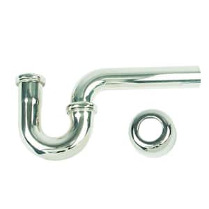 Brass P-Trap Assembly with Box Escutcheon and 1-1/2 in. O.D. J-Bend in Polished Nickel