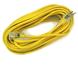 50 ft. 10/3-Gauge Indoor/Outdoor Electric Power Cable Extension Cord, Yellow