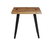Cosbyrne Rectangular Dark Natural Finish Wood End Table with Metal Base (22 in. W x 22.5 in. H)