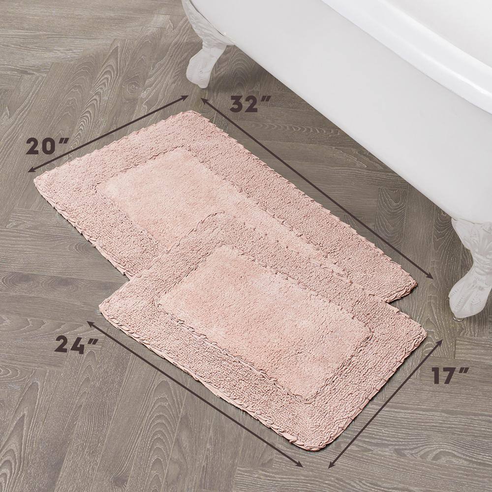 Blush Cotton Ruffle Border Bath Rug Set, 20" x 32"