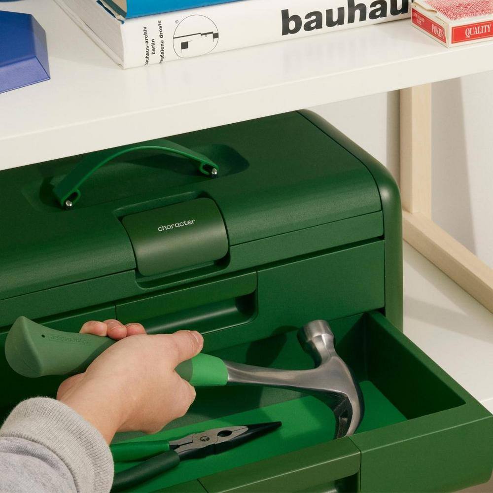 Green 2-Drawer Steel Toolbox with Powder Coat Finish