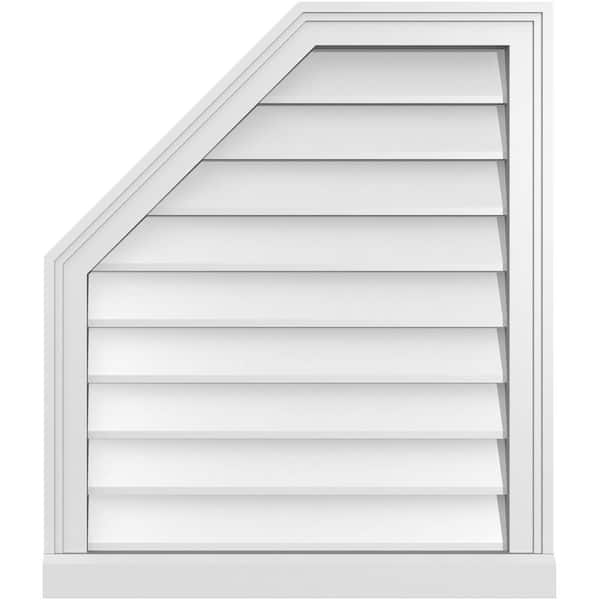 Ekena Millwork 24 in. x 28 in. Octagonal Surface Mount PVC Gable Vent: Decorative with Brickmould Sill Frame