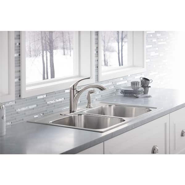 KOHLER Mistos Single-Handle Standard Kitchen Faucet with Side Sprayer in Stainless Steel