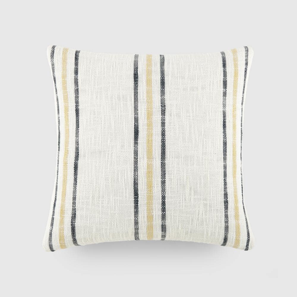 Mustard Yarn-Dyed Cotton Square Throw Pillow Set