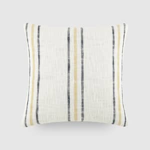 Yarn Dyed Cotton 20 in. x 20 in. Decor Throw Pillow in Mustard Framed Stripe