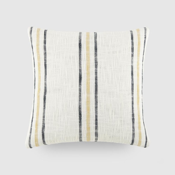 Becky Cameron Yarn Dyed Cotton 20 in. x 20 in. Decor Throw Pillow in Mustard Framed Stripe