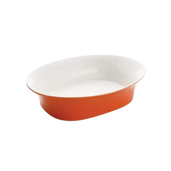 Rachael Ray Round and Square 14 in. Oval Serving Bowl Orange