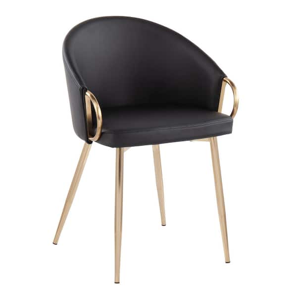 Lumisource Claire Black Faux Leather and Gold Metal Dining Chair