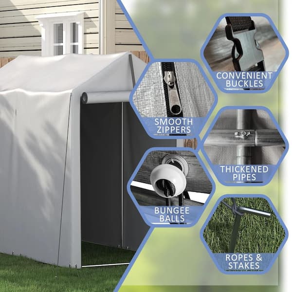Tozey 3.1 ft. x 5.8 ft. Gray Portable Carport Canopy, Storage Shed T-PS22-0058-GY