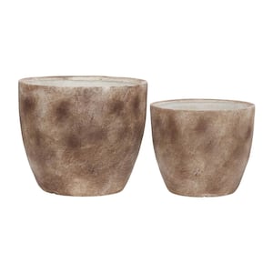 17/20 in. Brown Resin Textured Planters, (Set of 2)