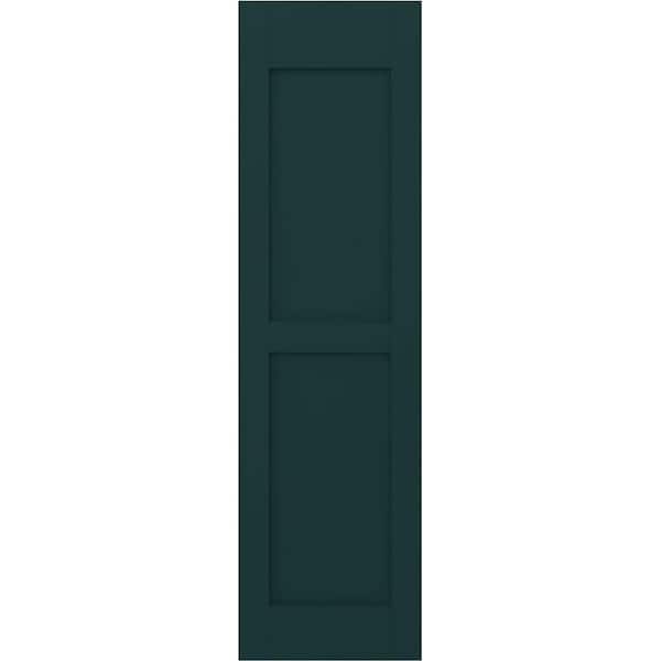 Ekena Millwork 18-in W x 32-in H Americraft Two Equal Flat Panel Exterior Real Wood Shutters (Per Pair), Thermal Green