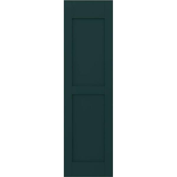 Ekena Millwork 18 in. W x 67 in. H Americraft 2-Equal Flat Panel Exterior Real Wood Shutters Pair in Thermal Green