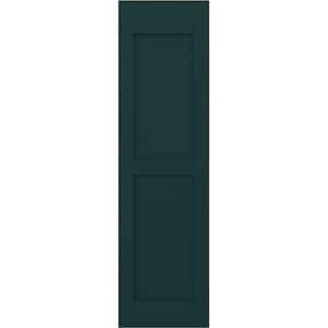 18 in. W x 75 in. H Americraft 2-Equal Flat Panel Exterior Real Wood Shutters Pair in Thermal Green