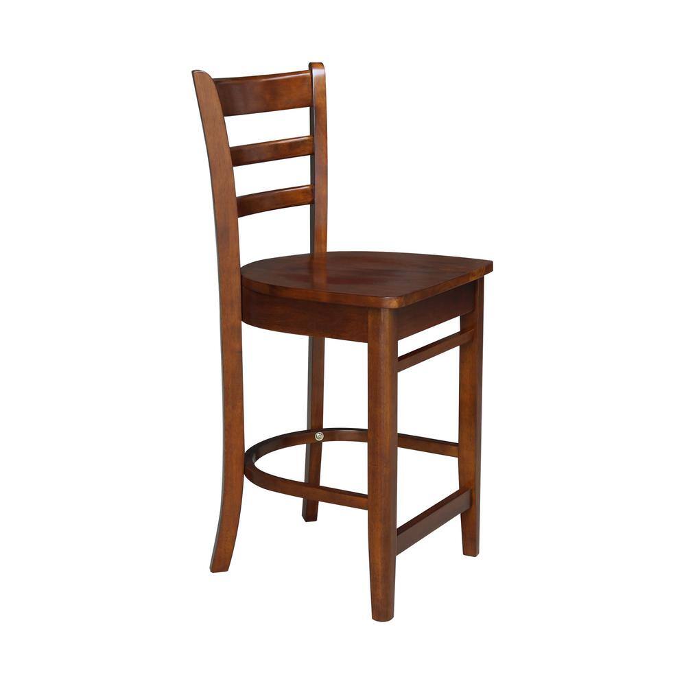 Espresso Solid Wood Counter Height Dining Set with 2 Stools